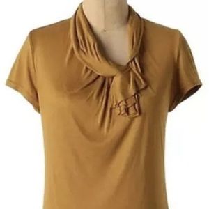 Anthropologie gold v neck tee M